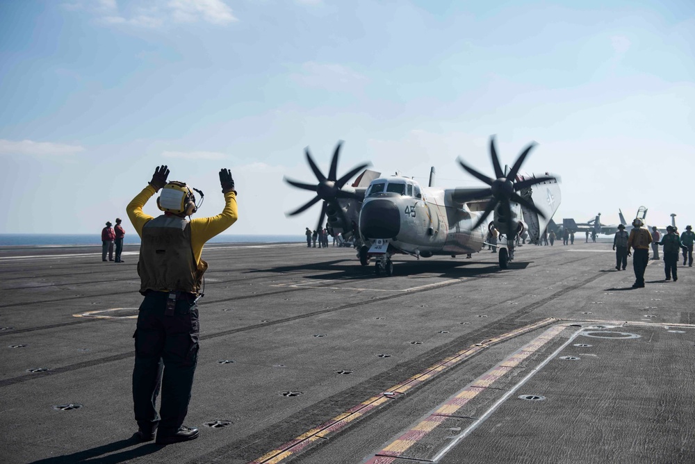 GHWB is the flagship of Carrier Strike Group (CSG) 2, which is comprised of the staff of CSG-2, GHWB, the nine squadrons and staff of Carrier Air Wing (CVW) 8, Destroyer Squadron (DESRON) 22 staff and guided-missile destroyers USS Laboon (DDG 58) and US..