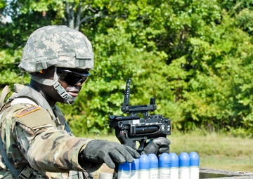 844th engineers lob rounds downrange