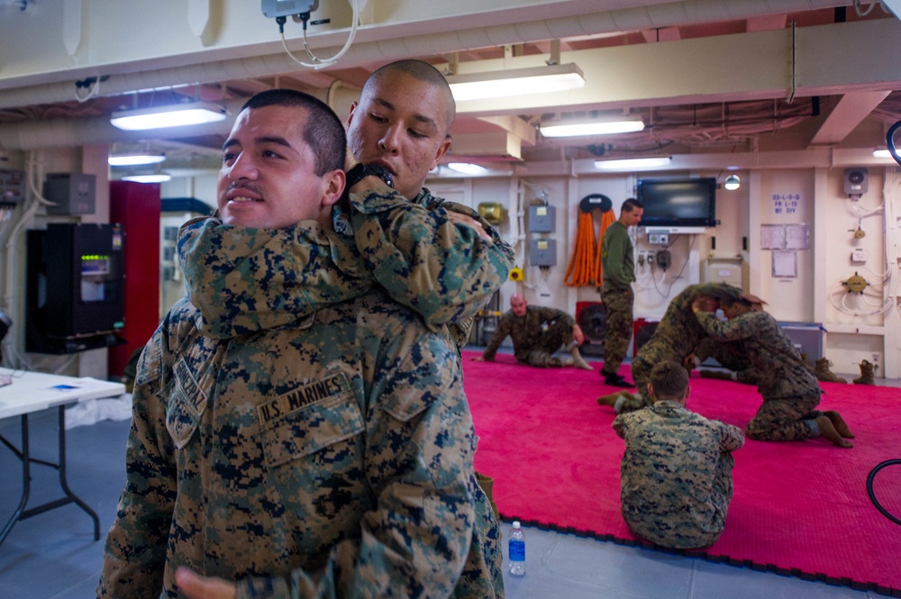 15th MEU Marine wrestle