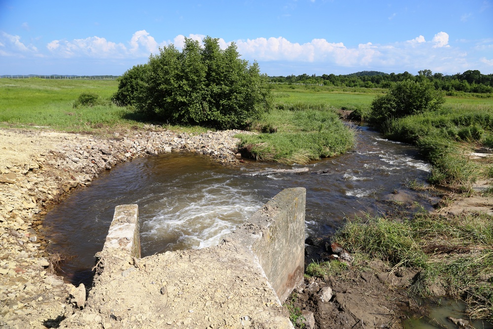 Work to remove West Silver Wetland Dam to improve stream habitat at Fort McCoy