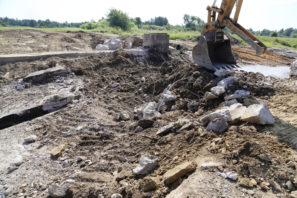 Work to remove West Silver Wetland Dam to improve stream habitat at Fort McCoy