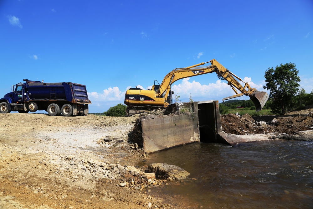 Work to remove West Silver Wetland Dam to improve stream habitat at Fort McCoy