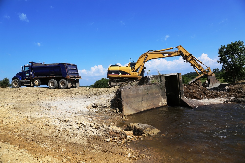 Work to remove West Silver Wetland Dam to improve stream habitat at Fort McCoy