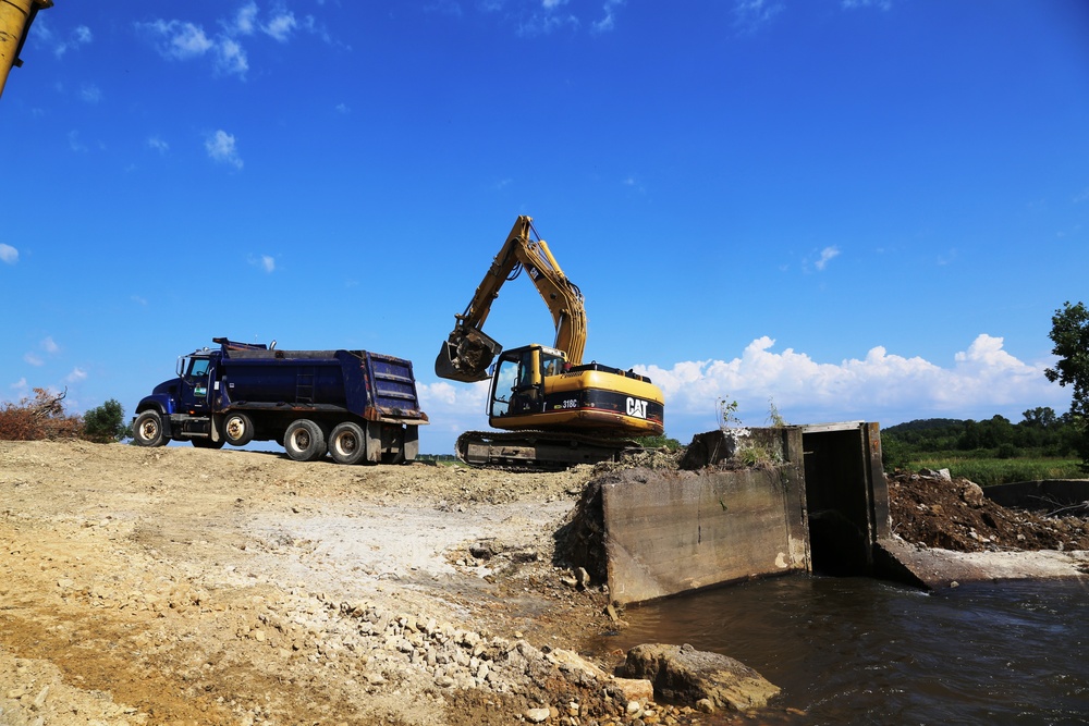 Work to remove West Silver Wetland Dam to improve stream habitat at Fort McCoy