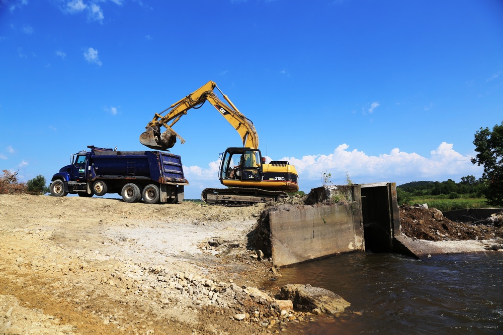 Work to remove West Silver Wetland Dam to improve stream habitat at Fort McCoy