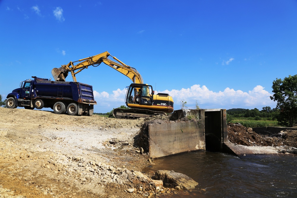 Work to remove West Silver Wetland Dam to improve stream habitat at Fort McCoy