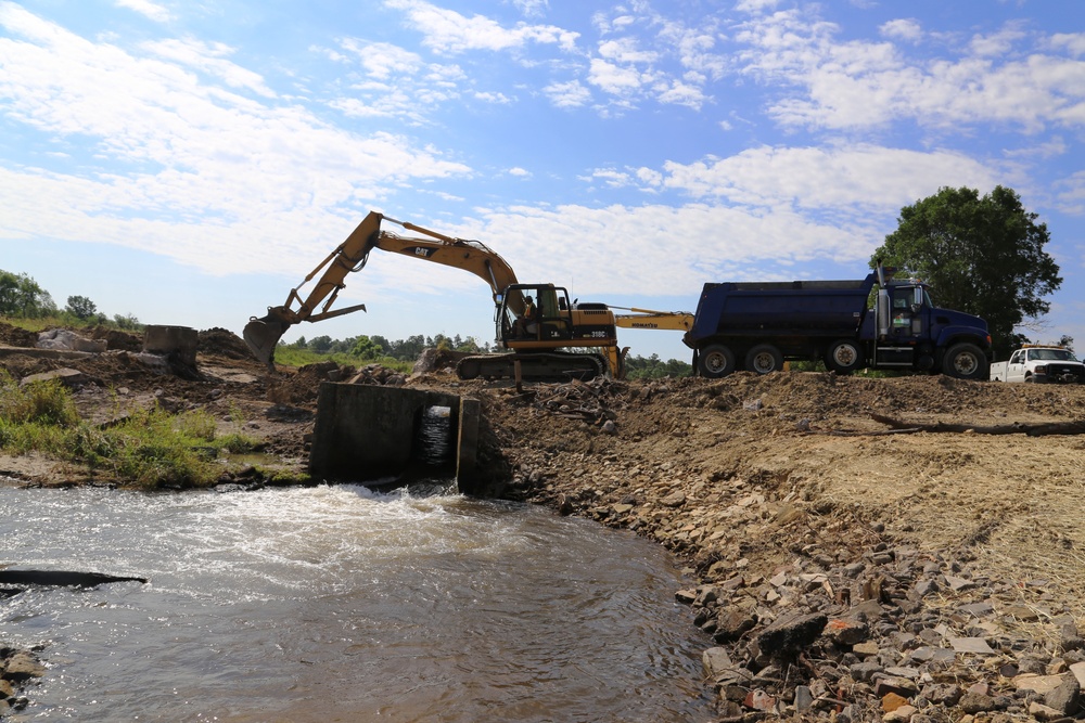 Work to remove West Silver Wetland Dam to improve stream habitat at Fort McCoy