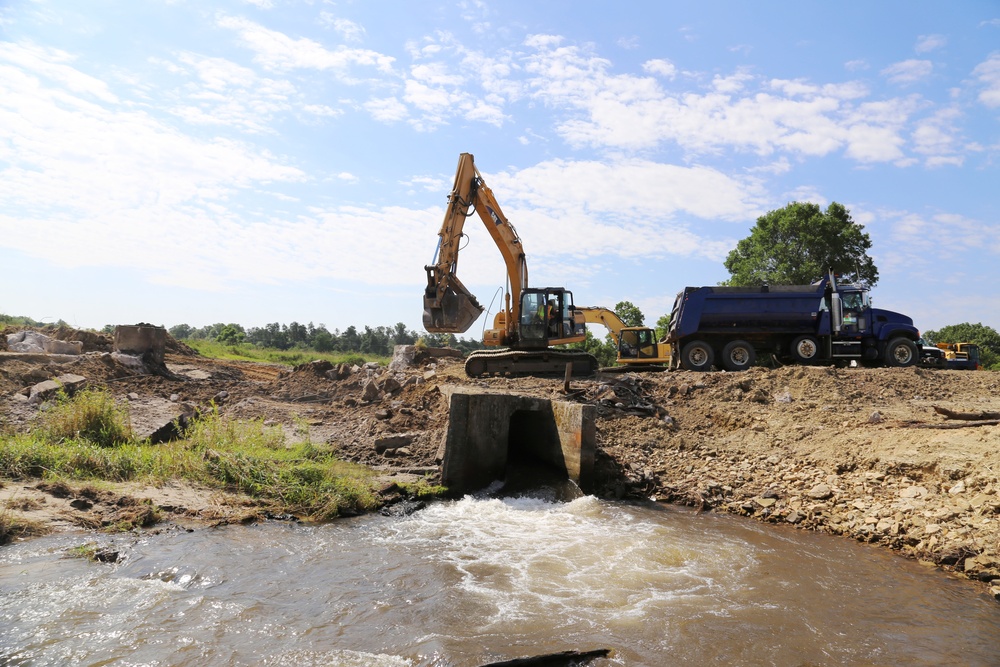 Work to remove West Silver Wetland Dam to improve stream habitat at Fort McCoy