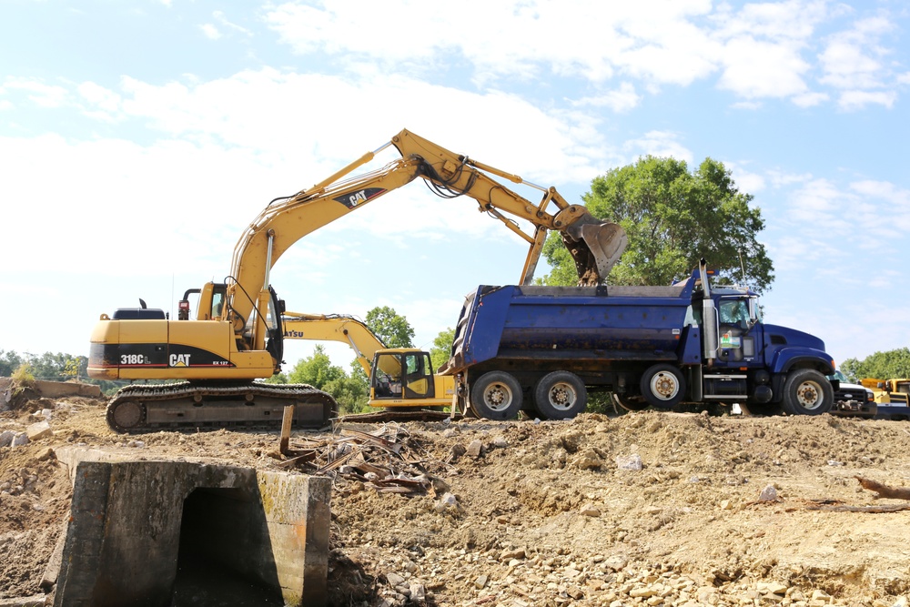 Work to remove West Silver Wetland Dam to improve stream habitat at Fort McCoy