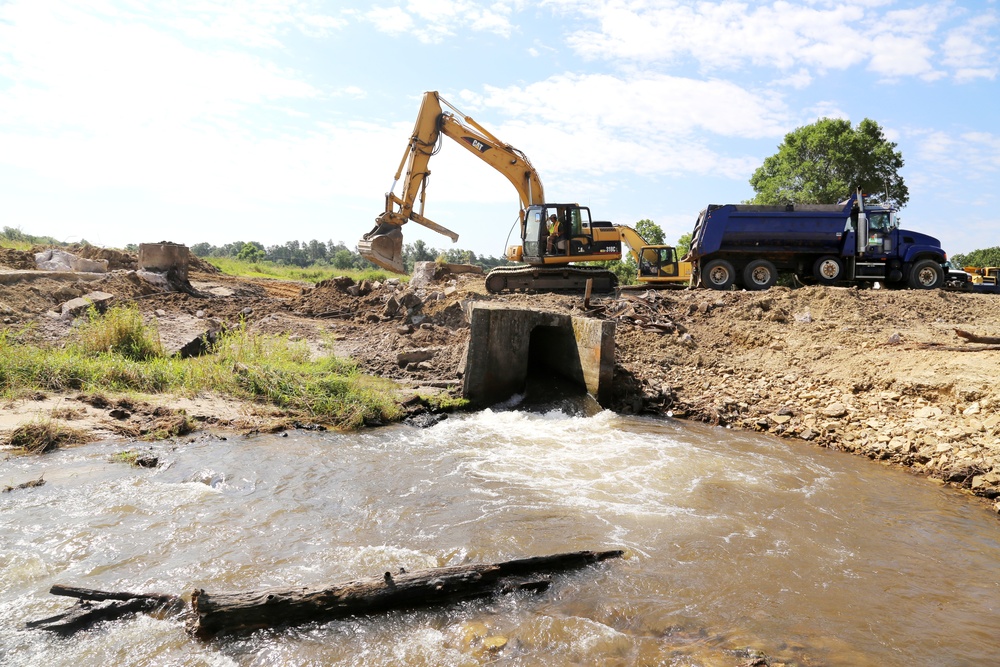 Work to remove West Silver Wetland Dam to improve stream habitat at Fort McCoy