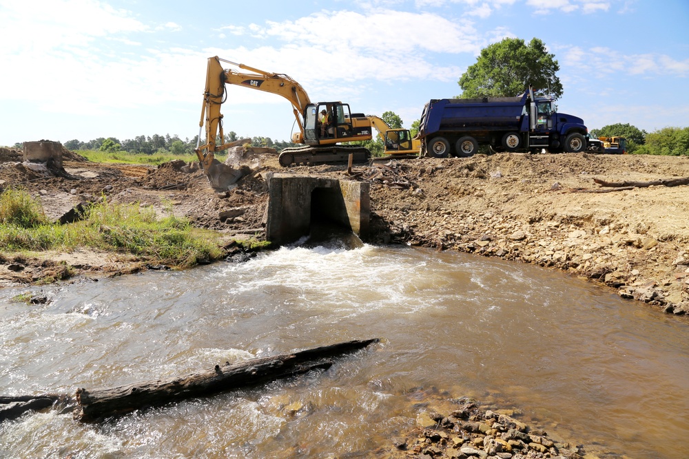 Work to remove West Silver Wetland Dam to improve stream habitat at Fort McCoy