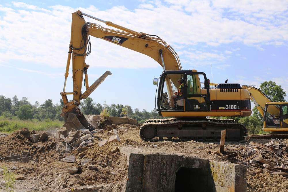 Work to remove West Silver Wetland Dam to improve stream habitat at Fort McCoy