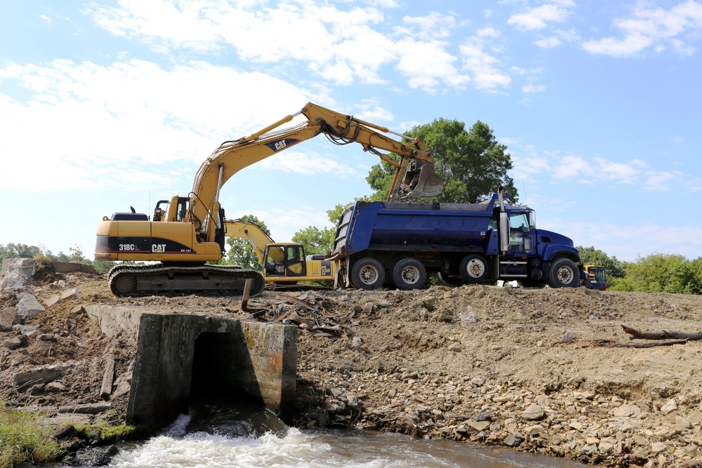 Work to remove West Silver Wetland Dam to improve stream habitat at Fort McCoy