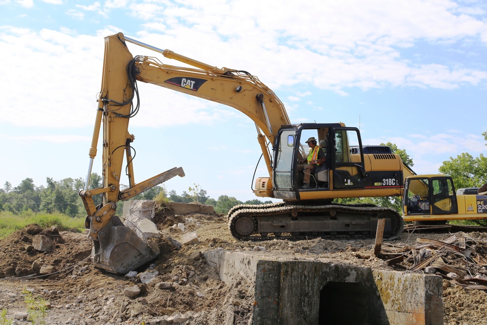 Work to remove West Silver Wetland Dam to improve stream habitat at Fort McCoy