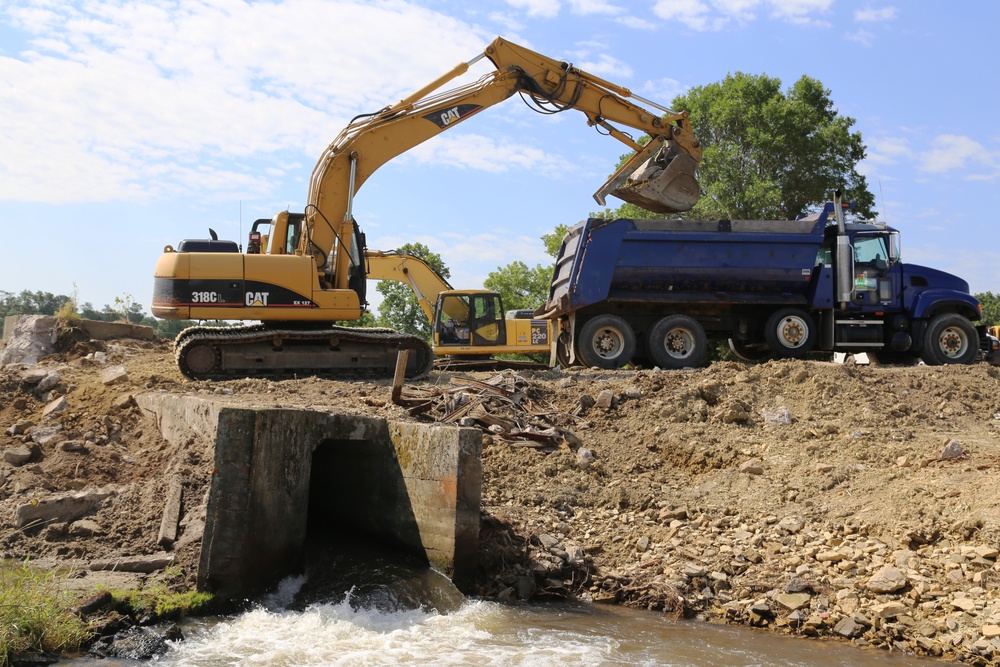 Work to remove West Silver Wetland Dam to improve stream habitat at Fort McCoy