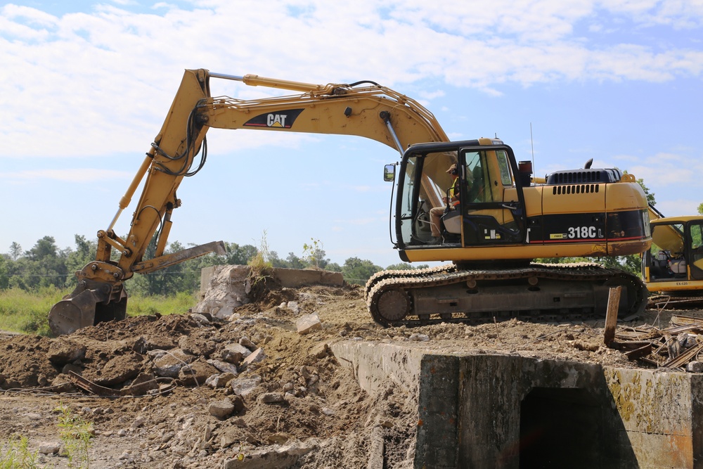 Work to remove West Silver Wetland Dam to improve stream habitat at Fort McCoy