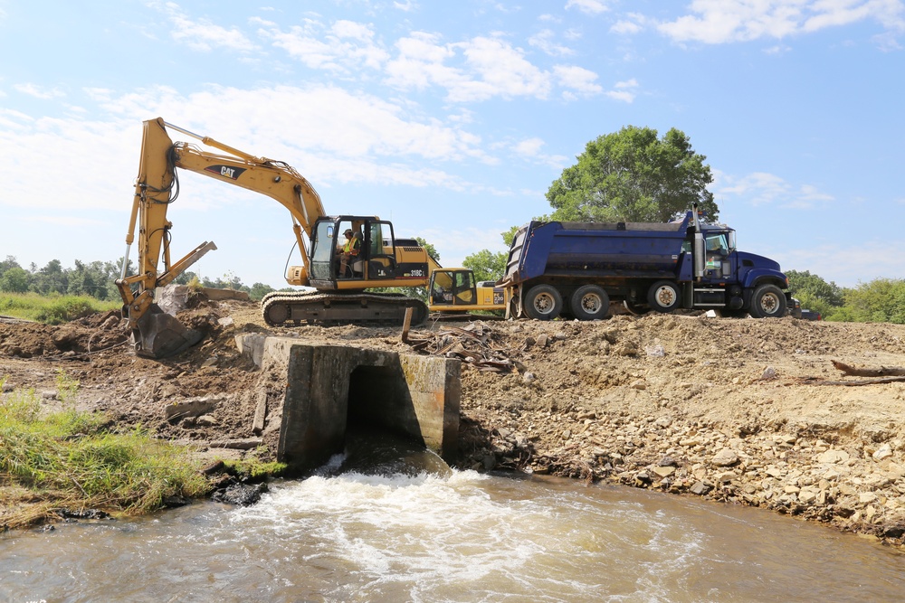 Work to remove West Silver Wetland Dam to improve stream habitat at Fort McCoy