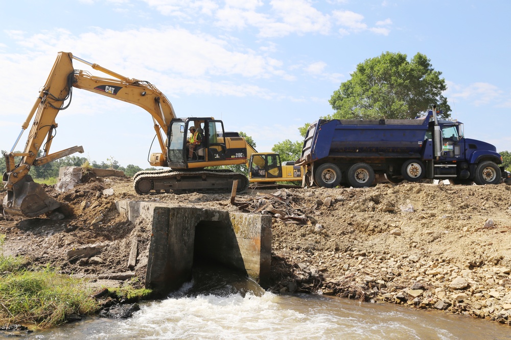 Work to remove West Silver Wetland Dam to improve stream habitat at Fort McCoy