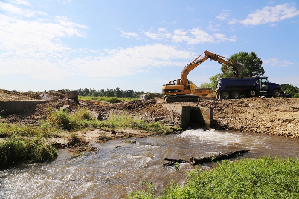 Work to remove West Silver Wetland Dam to improve stream habitat at Fort McCoy