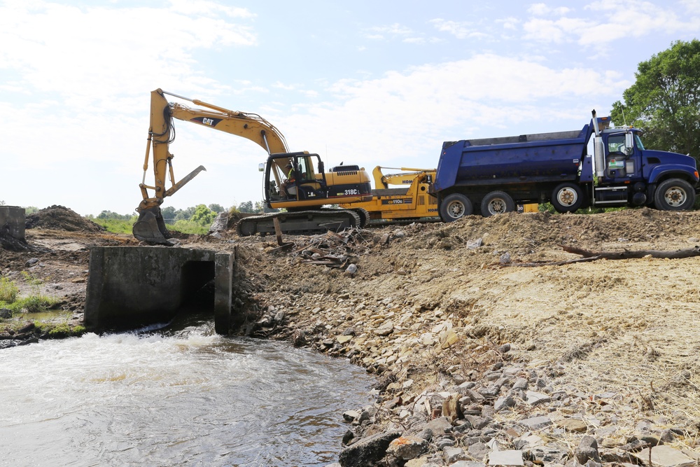 Work to remove West Silver Wetland Dam to improve stream habitat at Fort McCoy