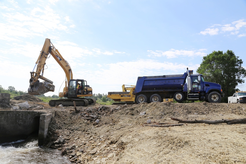 Work to remove West Silver Wetland Dam to improve stream habitat at Fort McCoy