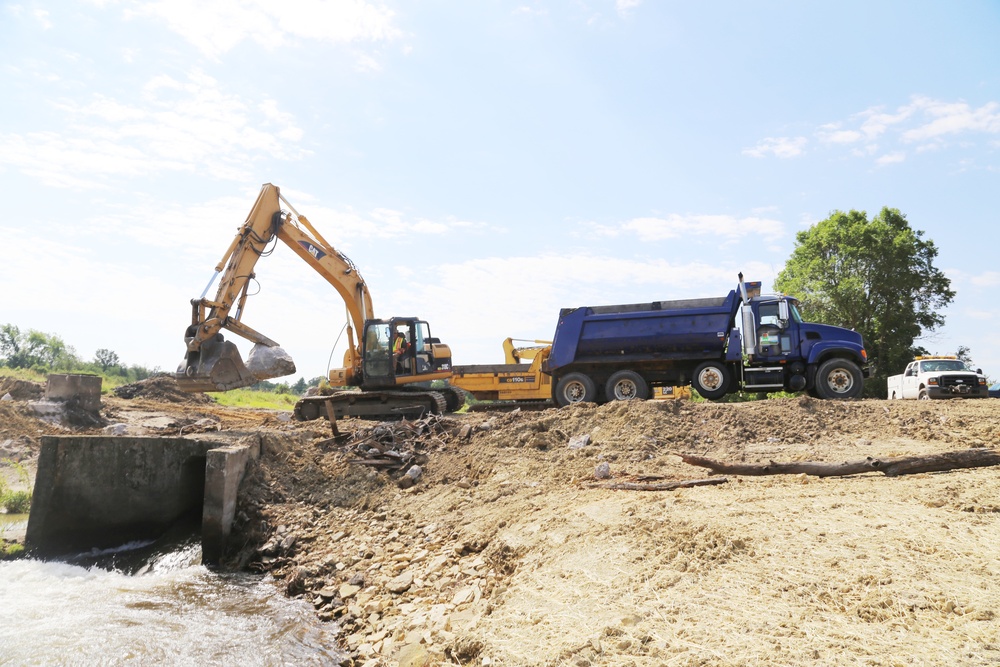 Work to remove West Silver Wetland Dam to improve stream habitat at Fort McCoy