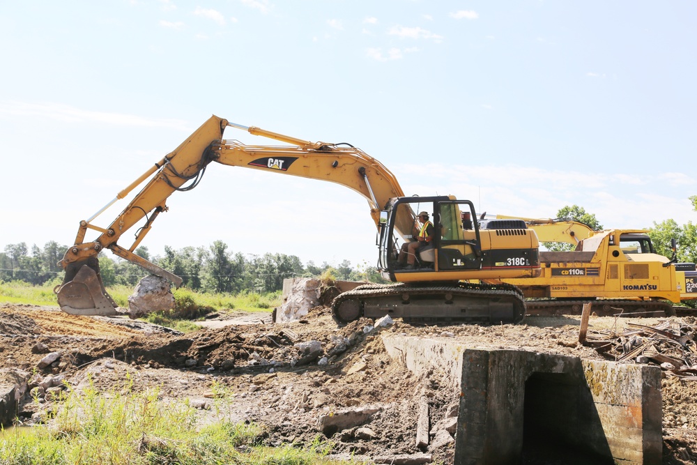 Work to remove West Silver Wetland Dam to improve stream habitat at Fort McCoy