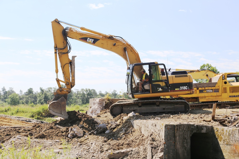 Work to remove West Silver Wetland Dam to improve stream habitat at Fort McCoy