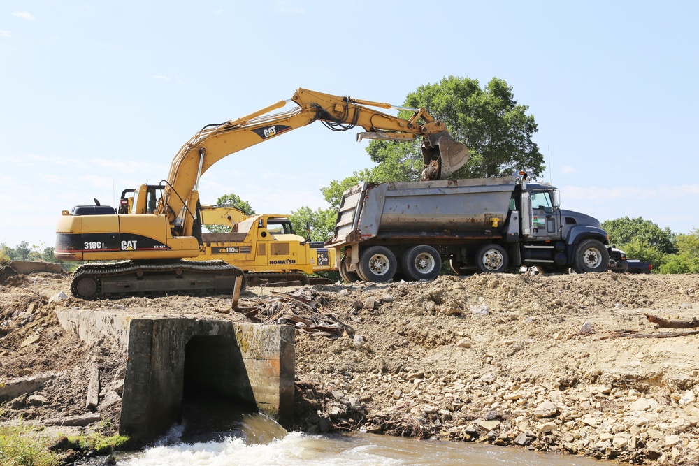 Work to remove West Silver Wetland Dam to improve stream habitat at Fort McCoy