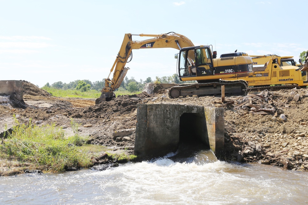 Work to remove West Silver Wetland Dam to improve stream habitat at Fort McCoy