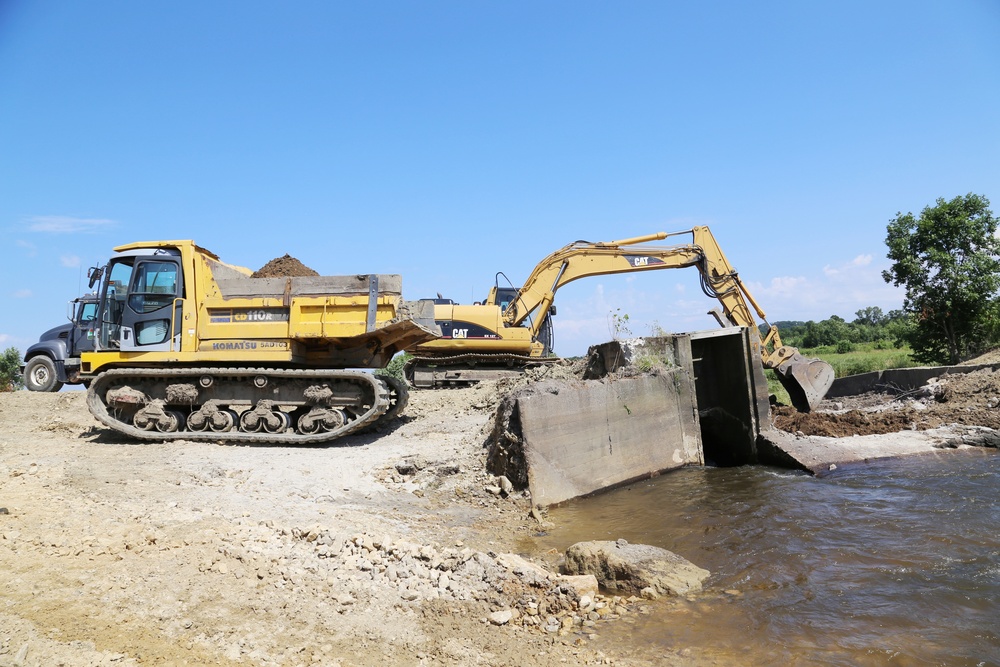 Work to remove West Silver Wetland Dam to improve stream habitat at Fort McCoy