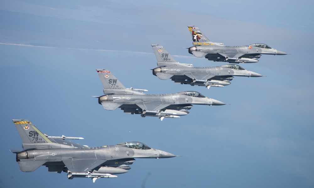 Aerial F-16 Fighting Falcon Flagship Flight