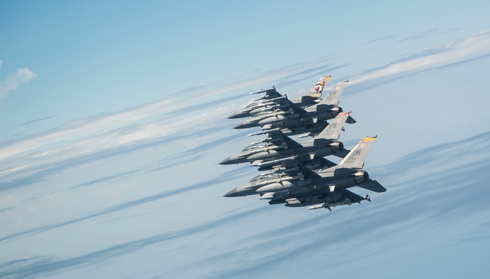 Aerial F-16 Fighting Falcon Flagship Flight