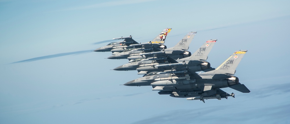 Aerial F-16 Fighting Falcon Flagship Flight