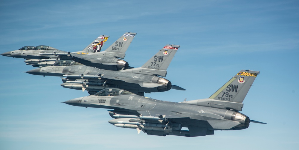 Aerial F-16 Fighting Falcon Flagship Flight