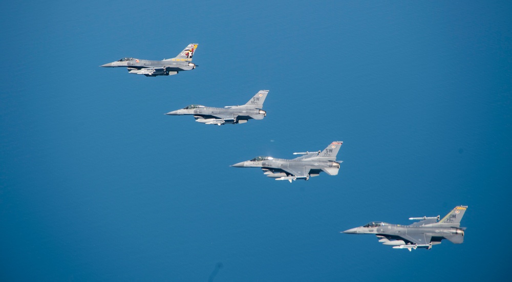 Aerial F-16 Fighting Falcon Flagship Flight