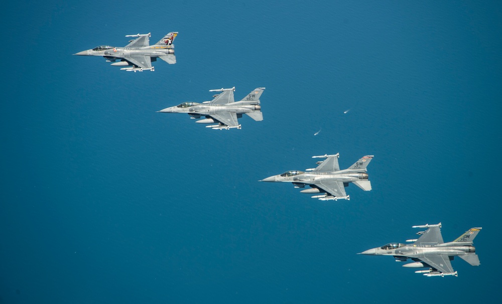 Aerial F-16 Fighting Falcon Flagship Flight