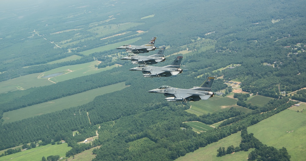 Aerial F-16 Fighting Falcon Flagship Flight