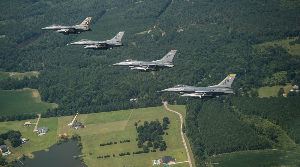 Aerial F-16 Fighting Falcon Flagship Flight