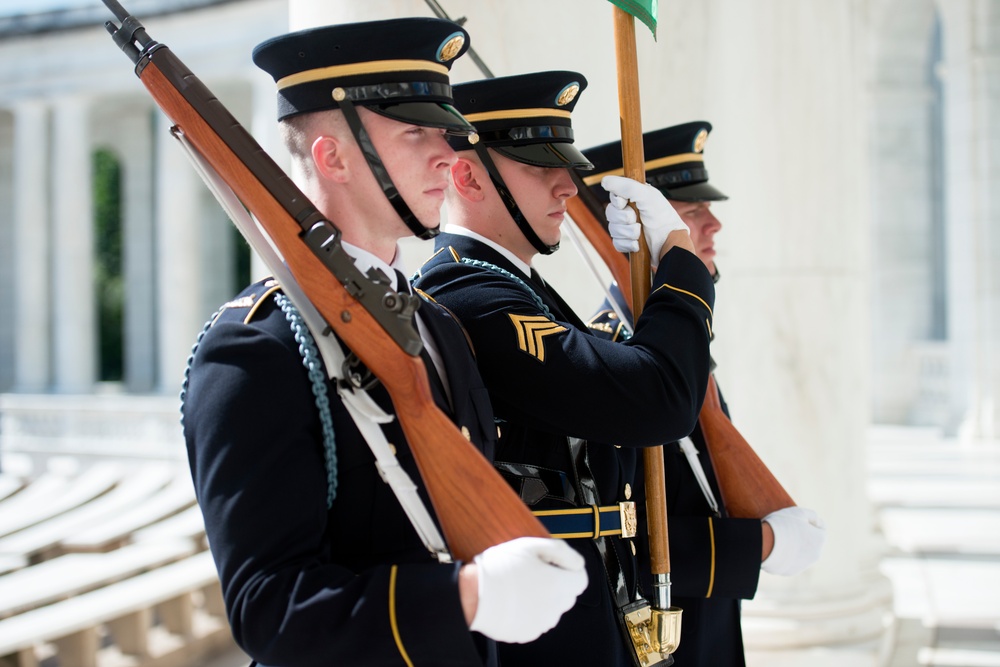 Lt. Gen. Mahmoud Freihat, chief of the general staff, Jordan Army Participates in an Army Full Honors Wreath-Laying Ceremony at the Tomb of the Unknown Soldier