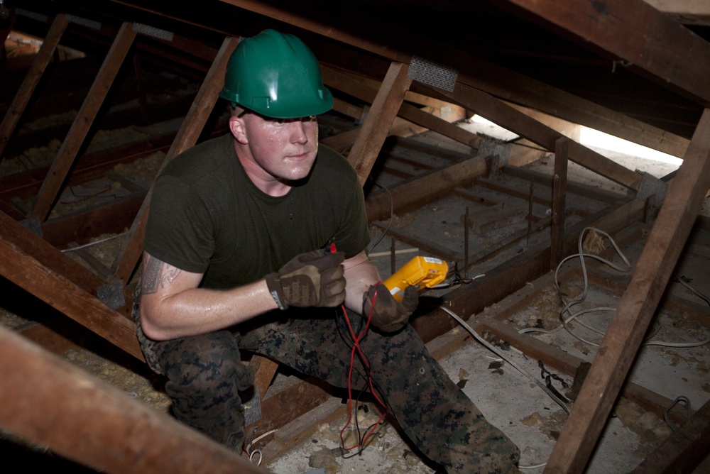 Marines with the SPMAGTF-SC renovate Price Barracks hospital