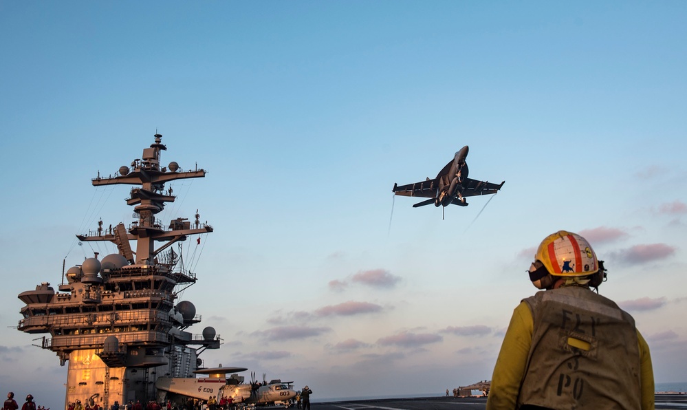 GHWB is the flagship of Carrier Strike Group (CSG) 2, which is comprised of the staff of CSG-2, GHWB, the nine squadrons and staff of Carrier Air Wing (CVW) 8, Destroyer Squadron (DESRON) 22 staff and guided-missile destroyers USS Laboon (DDG 58) and USS