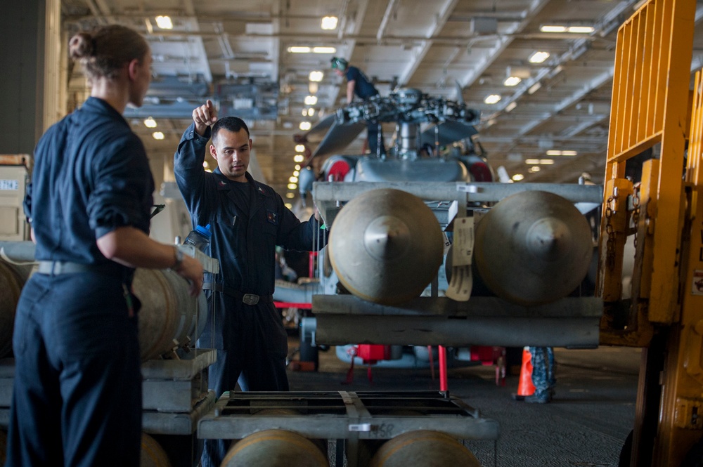 GHWB is the flagship of Carrier Strike Group (CSG) 2, which is comprised of the staff of CSG-2; GHWB; the nine squadrons and staff of Carrier Air Wing (CVW) 8; Destroyer Squadron (DESRON) 22 staff and guided-missile destroyers USS Laboon (DDG 58) and USS