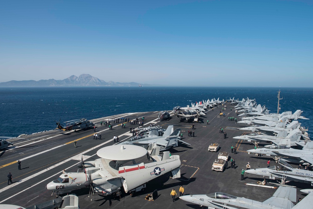 GHWB is the flagship of Carrier Strike Group (CSG) 2, which is comprised of the staff of CSG-2; GHWB; the nine squadrons and staff of Carrier Air Wing (CVW) 8; Destroyer Squadron (DESRON) 22 staff and guided-missile destroyers USS Laboon (DDG 58) and USS