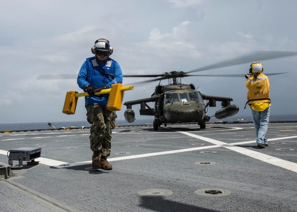 SPS 17 Sailors and Civil Service Mariners Conduct Flight Operations Aboard USNS Spearhead (T-EPF 1)