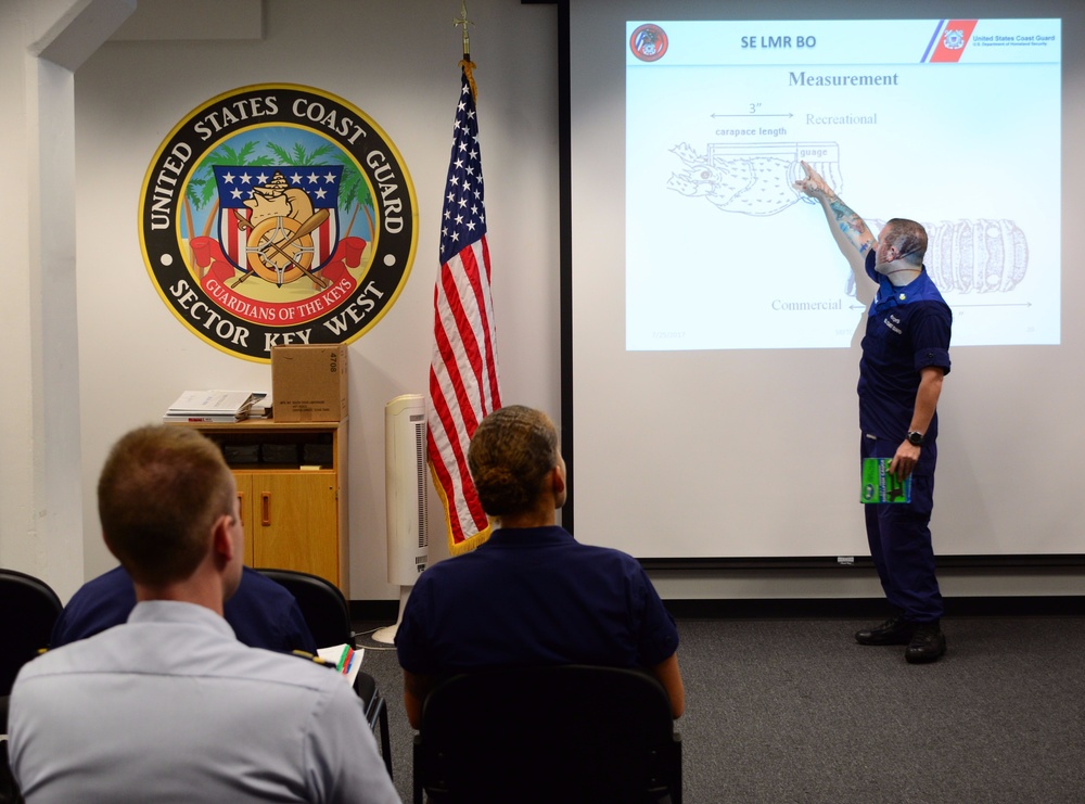 U.S Coast Guard instructor conducts training for upcoming Mini Lobster Season regulations