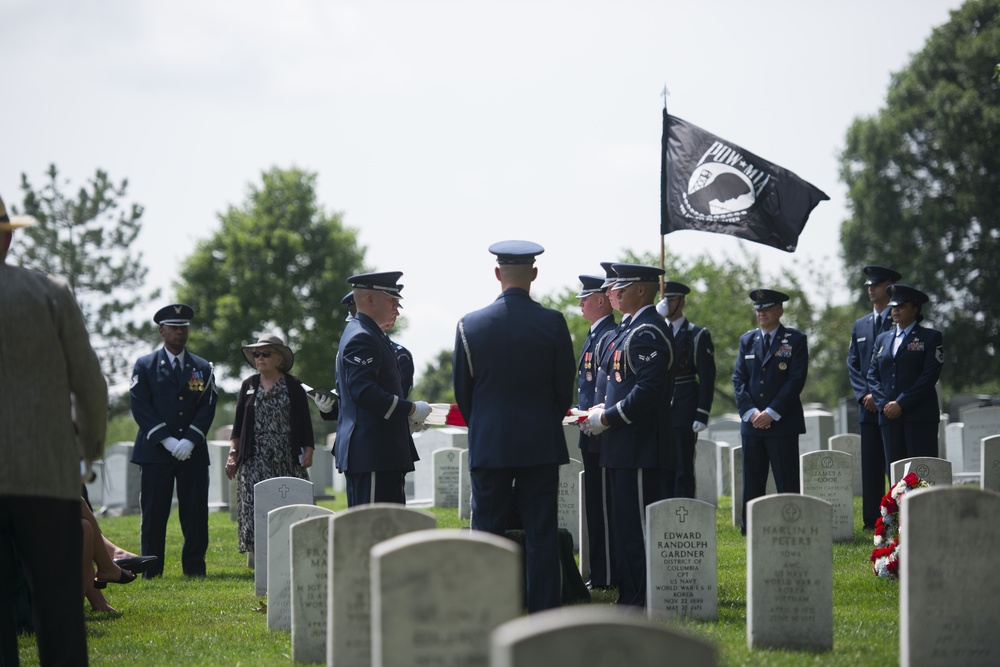 Members of the U.S. Air Force Honor Guard Participate in the Military Full Honors Funeral for Retired Col. Freeman B. Olmstead at Arlington National Cemetery