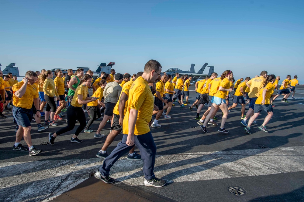 GHWB is the flagship of Carrier Strike Group (CSG) 2, which is comprised of the staff of CSG-2, GHWB, the nine squadrons and staff of Carrier Air Wing (CVW) 8, Destroyer Squadron (DESRON) 22 staff and guided-missile destroyers USS Laboon (DDG 58) and US..