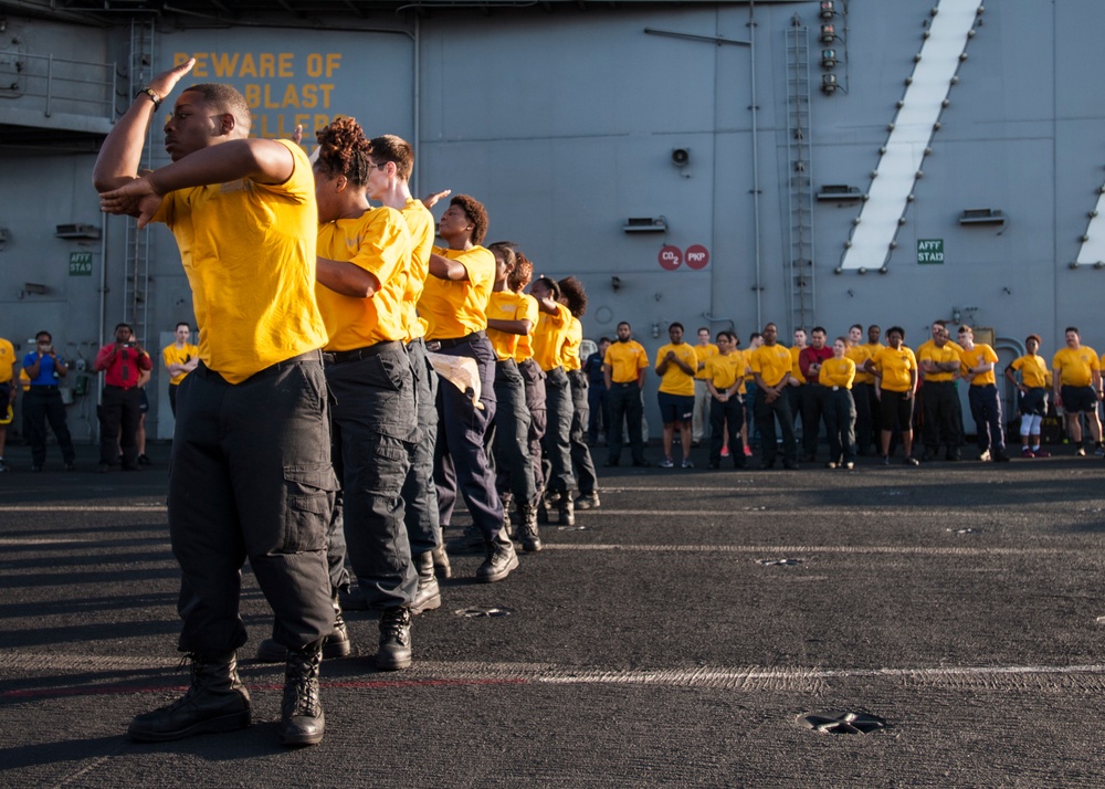 GHWB is the flagship of Carrier Strike Group (CSG) 2, which is comprised of the staff of CSG-2; GHWB; the nine squadrons and staff of Carrier Air Wing (CVW) 8; Destroyer Squadron (DESRON) 22 staff and guided-missile destroyers USS Laboon (DDG 58) and US..