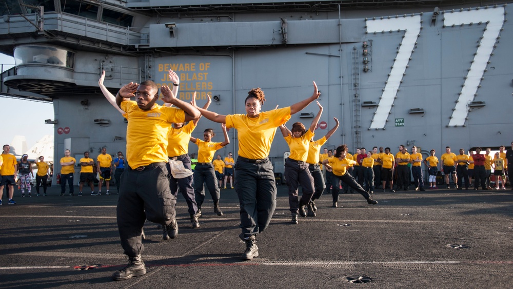 GHWB is the flagship of Carrier Strike Group (CSG) 2, which is comprised of the staff of CSG-2; GHWB; the nine squadrons and staff of Carrier Air Wing (CVW) 8; Destroyer Squadron (DESRON) 22 staff and guided-missile destroyers USS Laboon (DDG 58) and US..